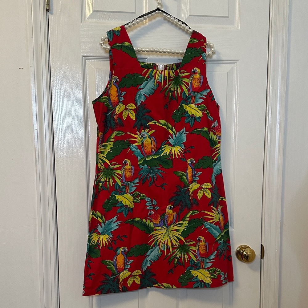 Shannon Marie Hawaii Red Tropical Parrot Dress. Sz 1X/16